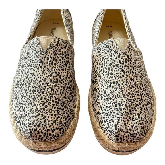 TOMS Alpargata Rope Platform Slip On Black Cream Leopard Print Women's Size 7.5 - Picture 7 of 9